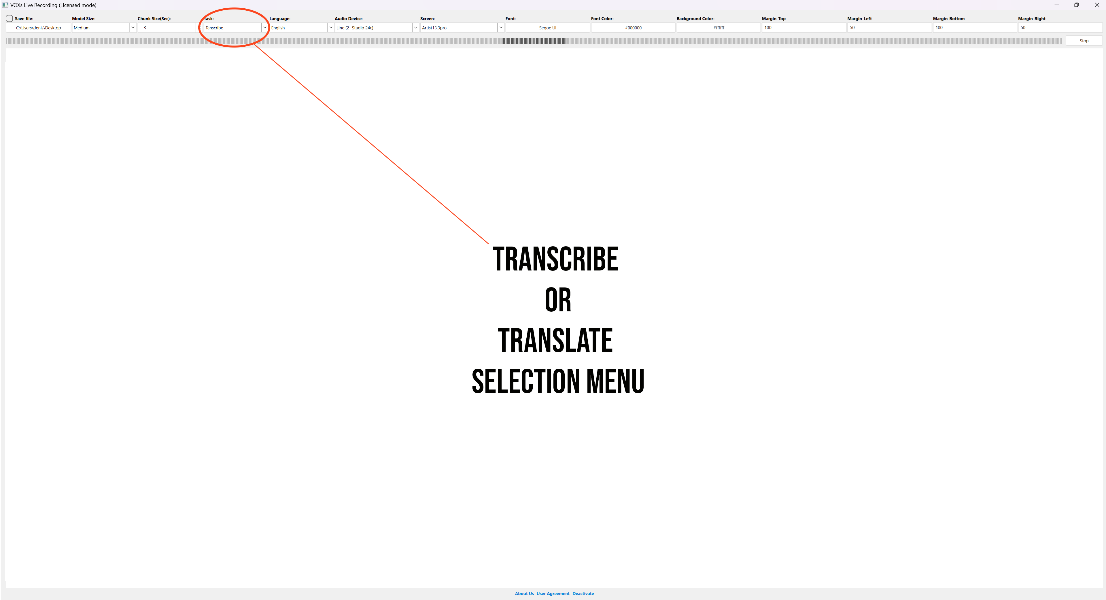 Transcribe-translate-menu